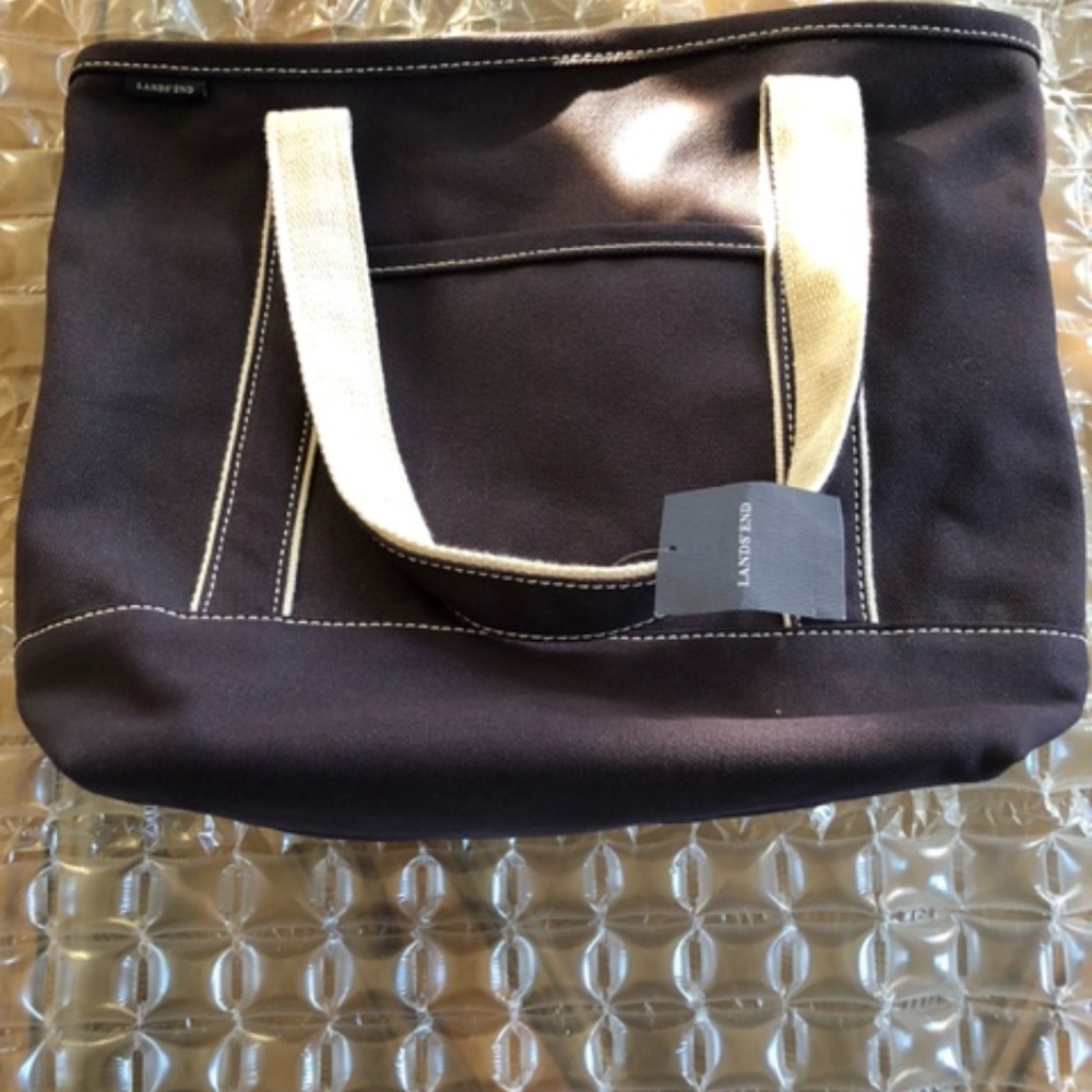 NEW Lands End Navy Blue Canvas Tote